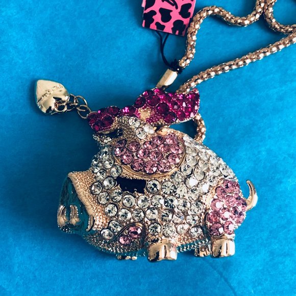 Betsey Johnson Accessories - Betsey Johnson Flying Piggy Multicolor Rhinestone Necklace